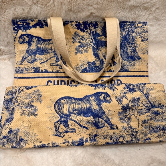 Christian Dior STRAW DiorRiviera tote blue NEW - Picture 10 of 15